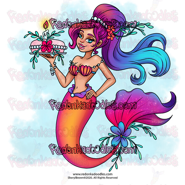 Birthday Mermaid - Digital Stamp